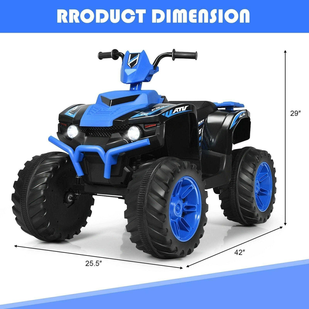 12V Kids Electric 4-Wheeler ATV Quad Ride On Car with LED Light - Little Riderz