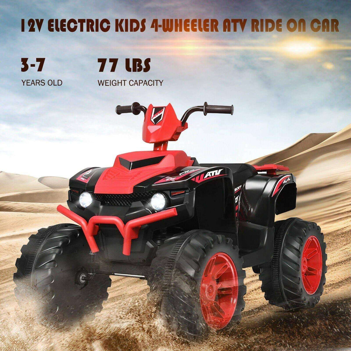 12V Kids Electric 4-Wheeler ATV Quad Ride On Car with LED Light - Little Riderz