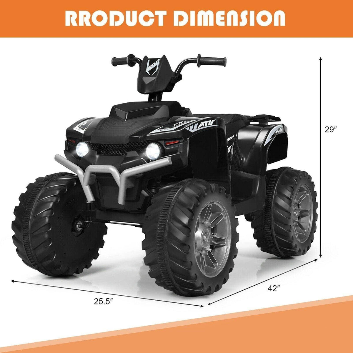 12V Kids Electric 4-Wheeler ATV Quad Ride On Car with LED Light - Little Riderz
