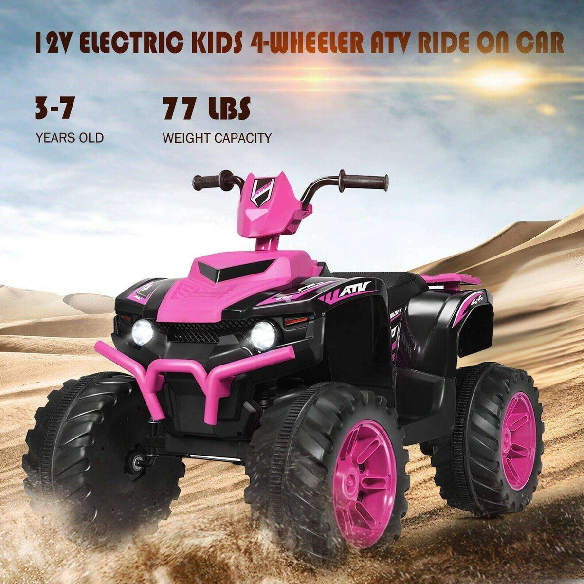 Costway ATV 12V Kids Electric 4-Wheeler ATV Quad Ride On Car with LED Light