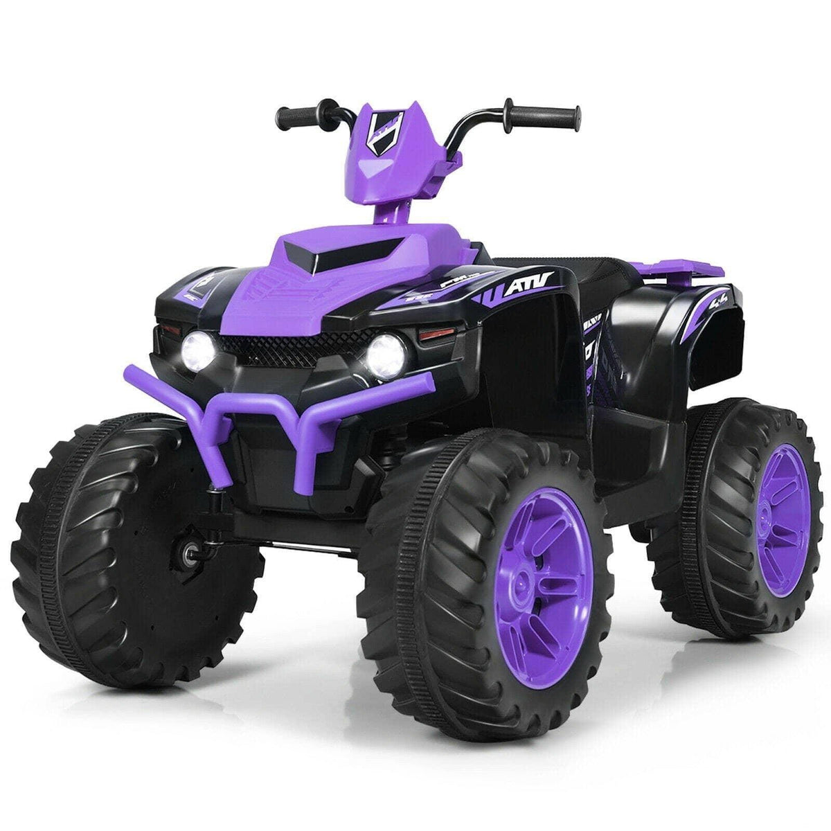 Costway ATV Purple 12V Kids Electric 4-Wheeler ATV Quad Ride On Car with LED Light