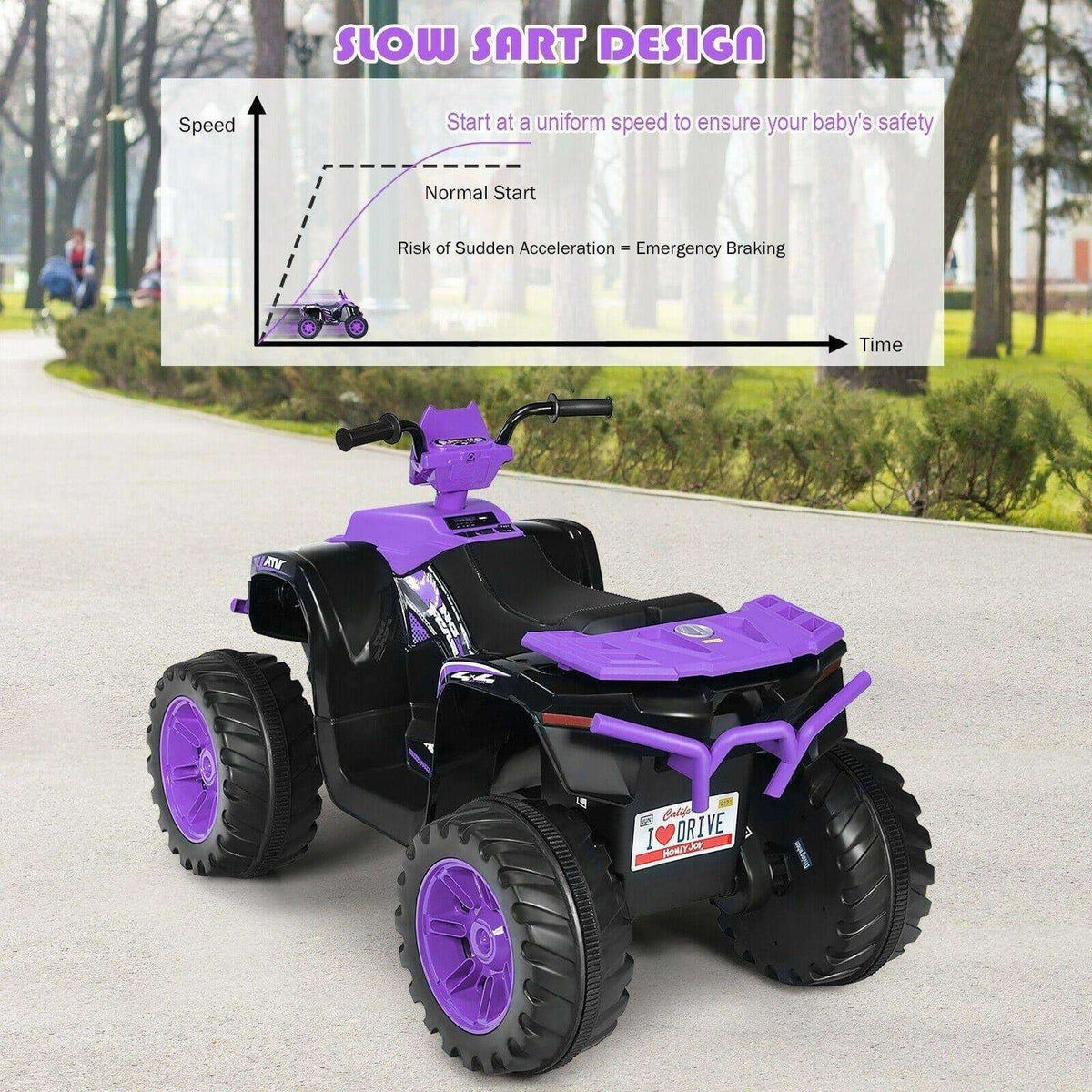 Costway ATV 12V Kids Electric 4-Wheeler ATV Quad Ride On Car with LED Light