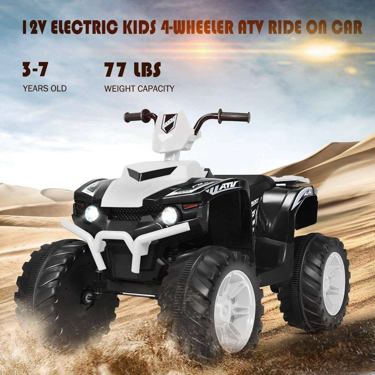 Costway ATV 12V Kids Electric 4-Wheeler ATV Quad Ride On Car with LED Light