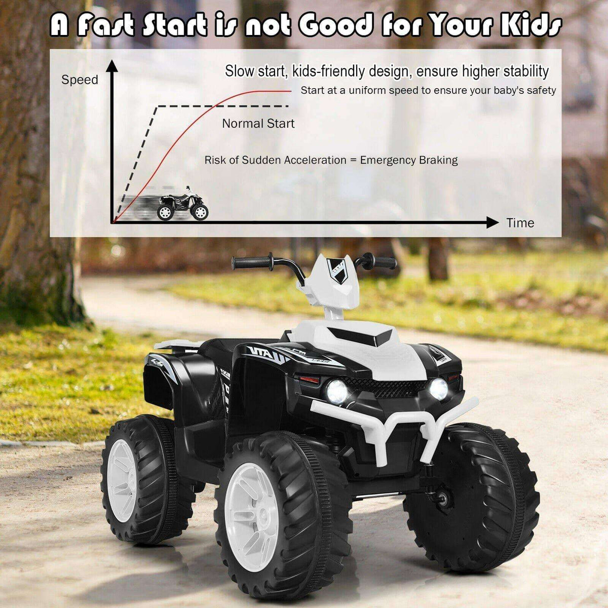 Costway ATV 12V Kids Electric 4-Wheeler ATV Quad Ride On Car with LED Light