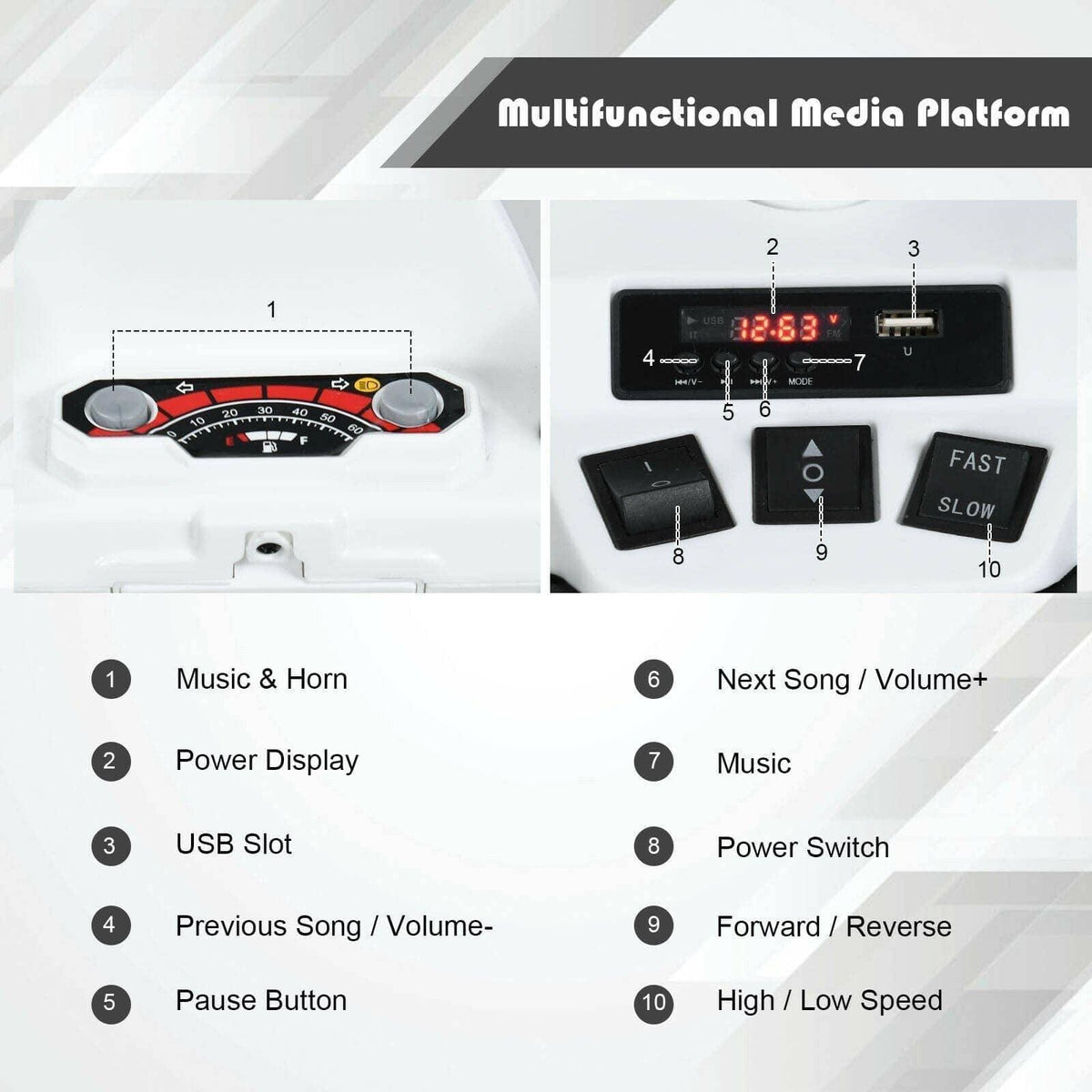 Costway ATV 12V Kids Electric 4-Wheeler ATV Quad Ride On Car with LED Light