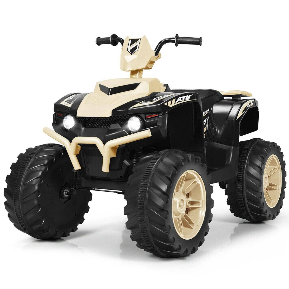 Costway ATV Yellow 12V Kids Electric 4-Wheeler ATV Quad Ride On Car with LED Light