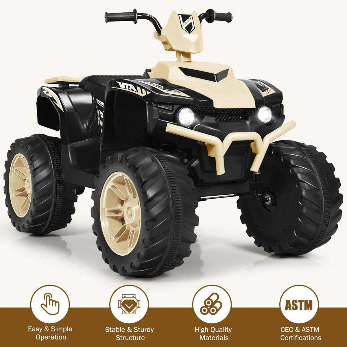 Costway ATV 12V Kids Electric 4-Wheeler ATV Quad Ride On Car with LED Light