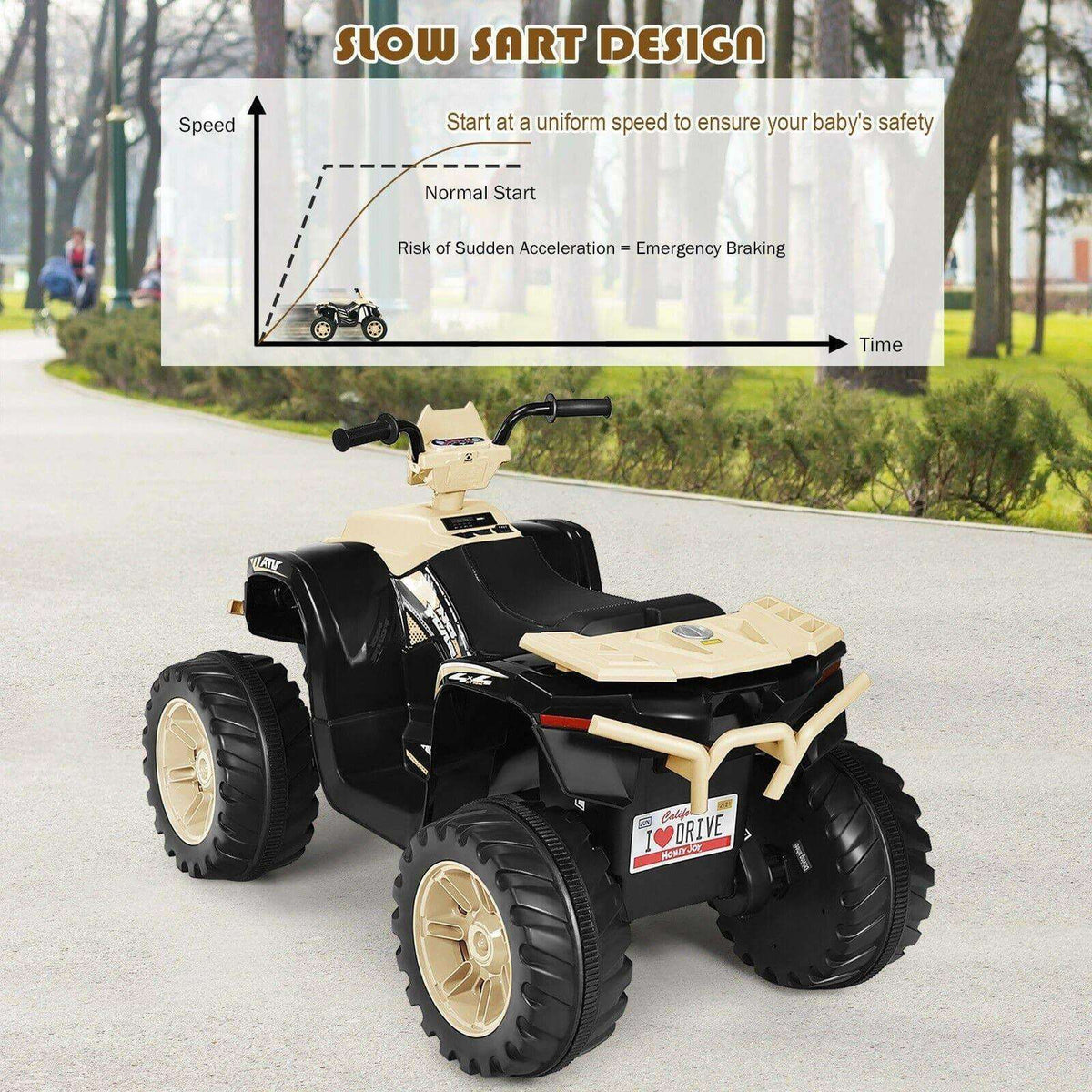 Costway ATV 12V Kids Electric 4-Wheeler ATV Quad Ride On Car with LED Light