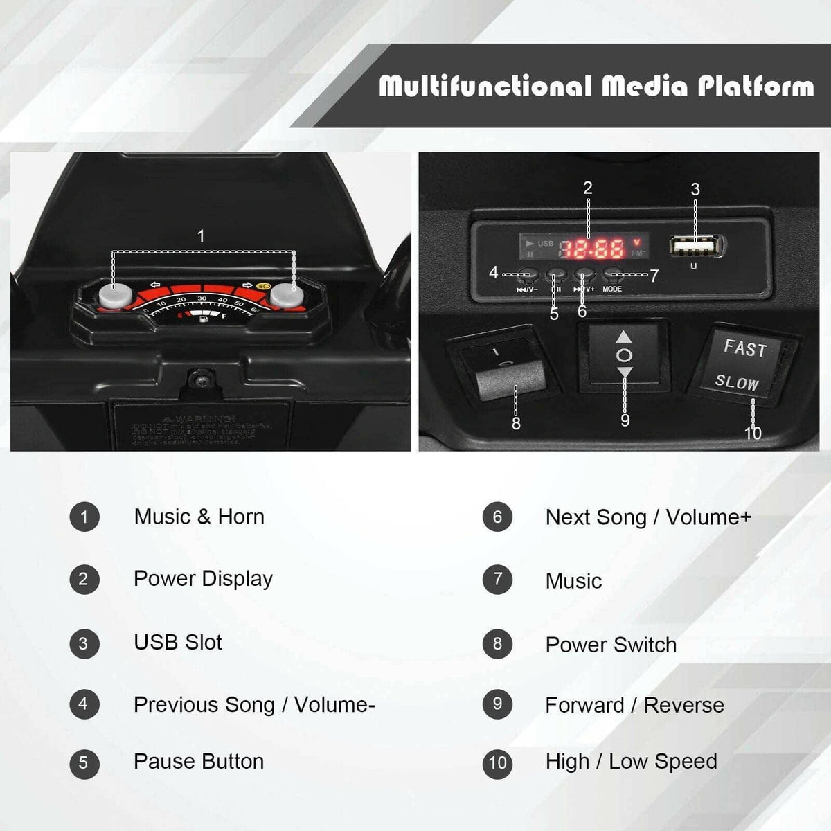 12V Kids Electric 4-Wheeler ATV Quad Ride On Car with LED Light - Little Riderz