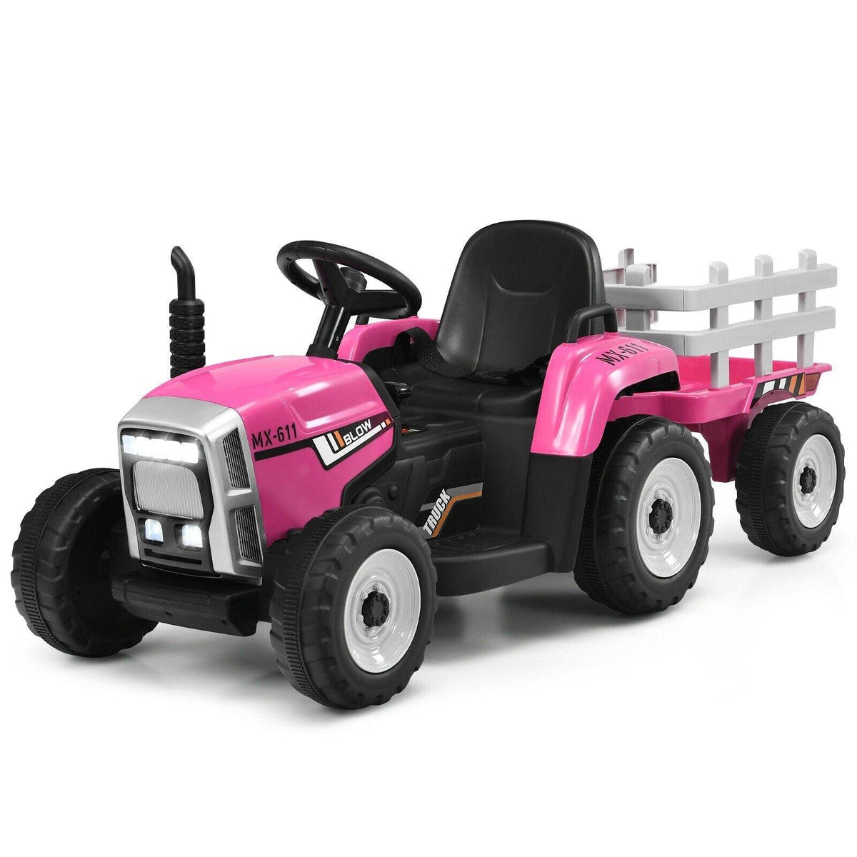 12V Kids Ride On Tractor with Trailer Ground Loader - Little Riderz