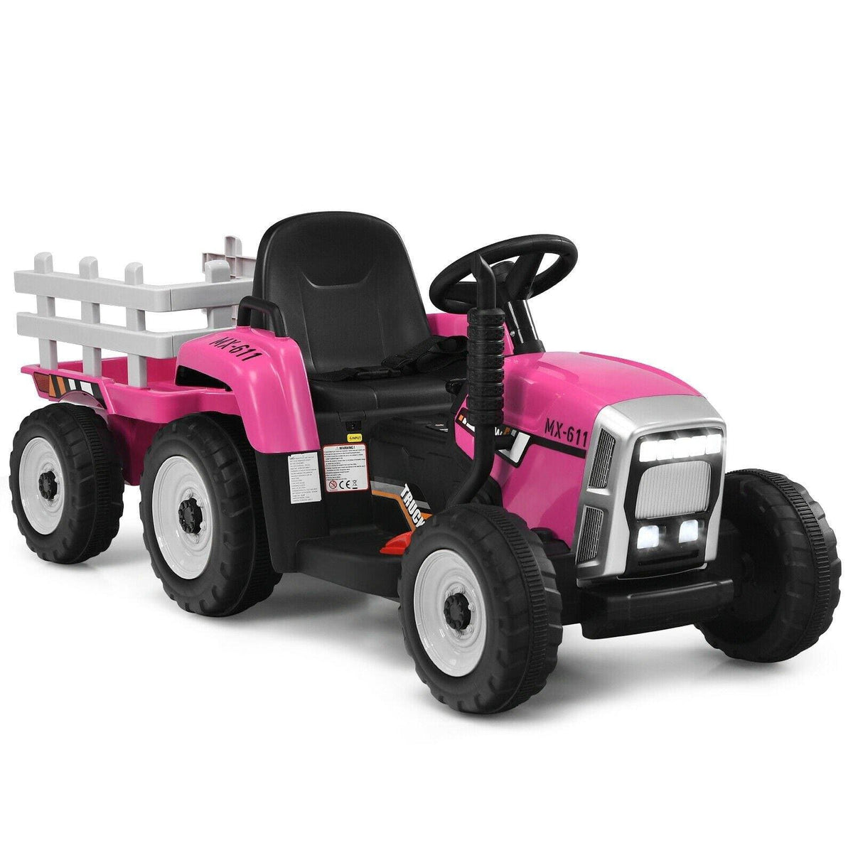 12V Kids Ride On Tractor with Trailer Ground Loader - Little Riderz