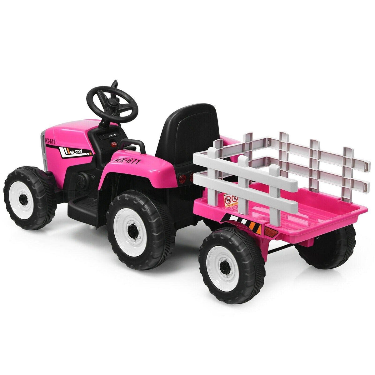 12V Kids Ride On Tractor with Trailer Ground Loader - Little Riderz