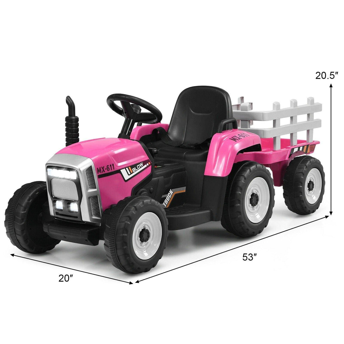 12V Kids Ride On Tractor with Trailer Ground Loader - Little Riderz