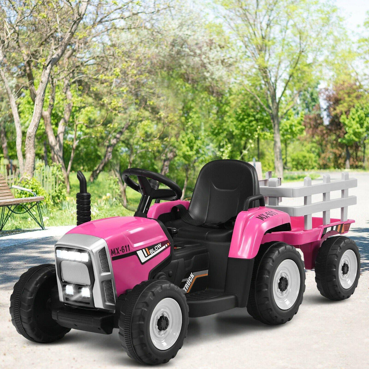 12V Kids Ride On Tractor with Trailer Ground Loader - Little Riderz