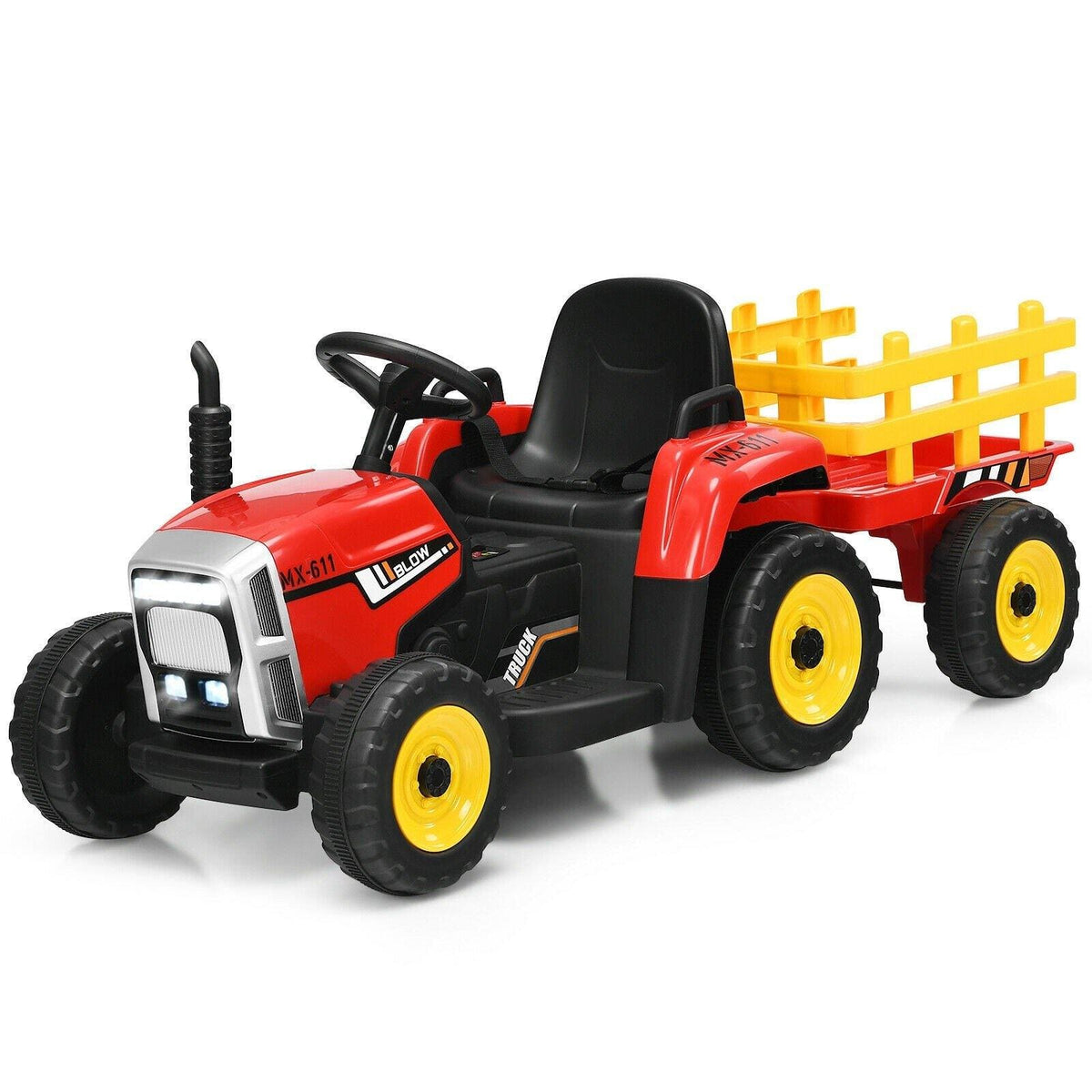 12V Kids Ride On Tractor with Trailer Ground Loader - Little Riderz