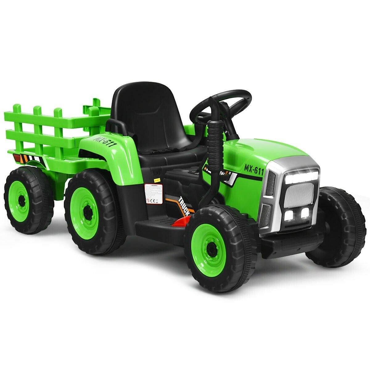 12V Kids Ride On Tractor with Trailer Ground Loader - Little Riderz