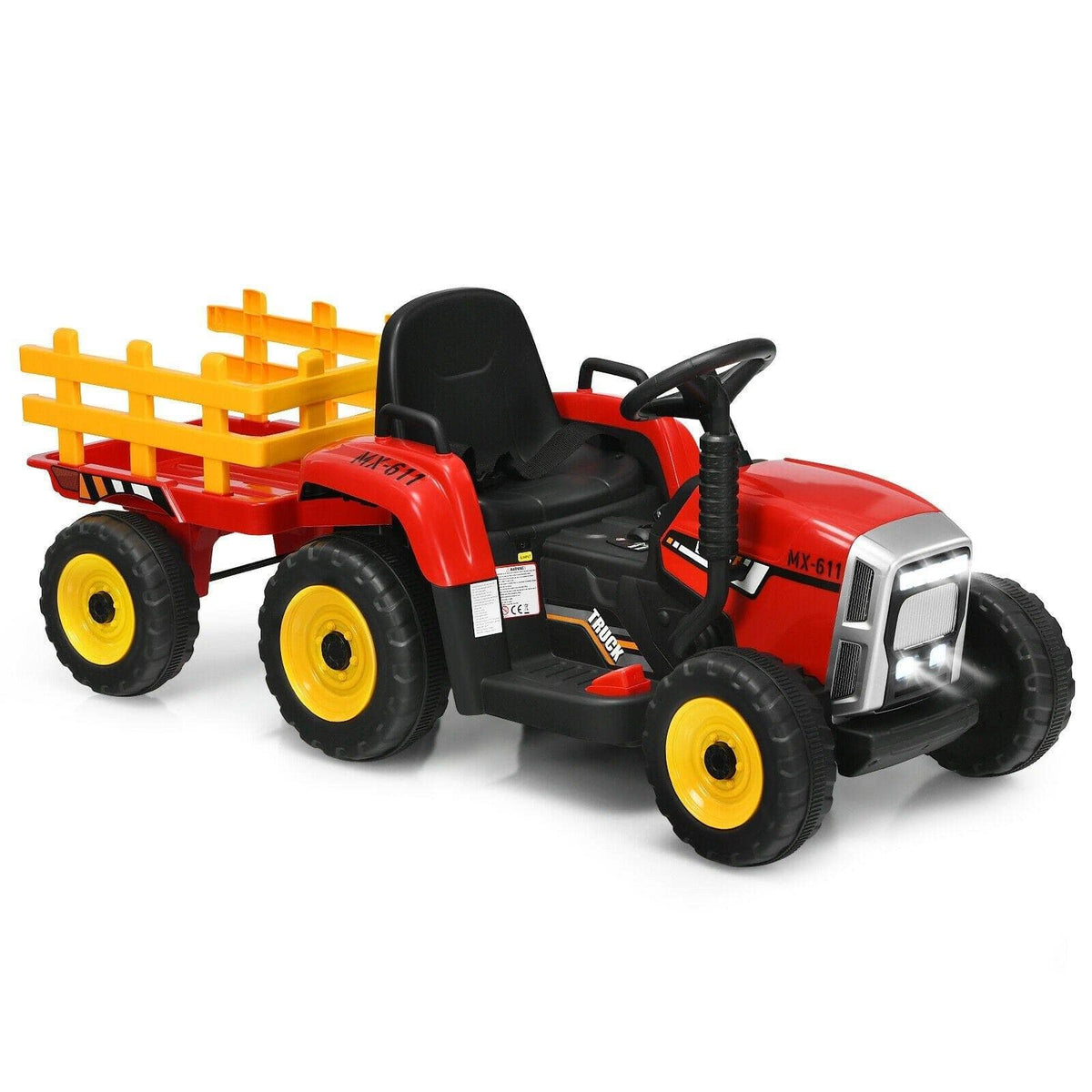 12V Kids Ride On Tractor with Trailer Ground Loader - Little Riderz