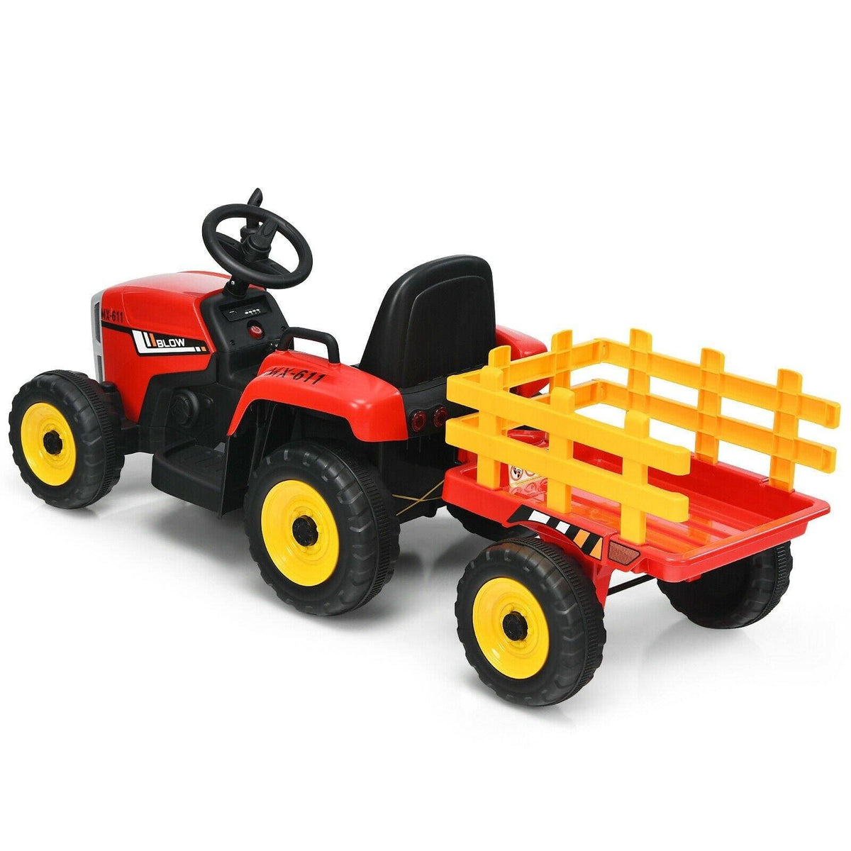 12V Kids Ride On Tractor with Trailer Ground Loader - Little Riderz
