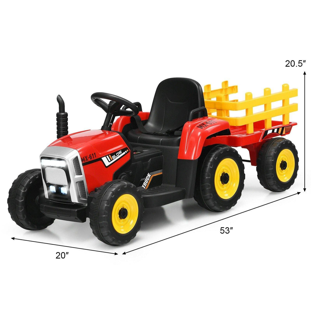 12V Kids Ride On Tractor with Trailer Ground Loader - Little Riderz
