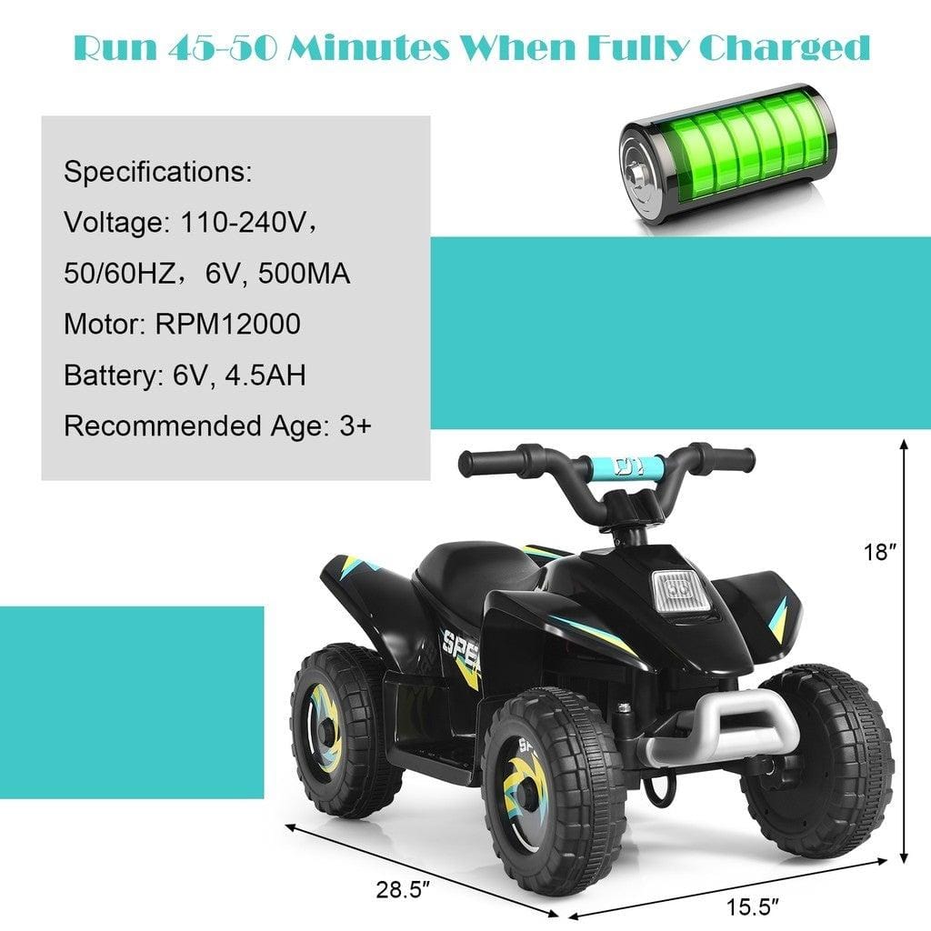 Costway Electric Riding Vehicles Black 6V Kids Electric ATV 4 Wheels Ride-On Toy
