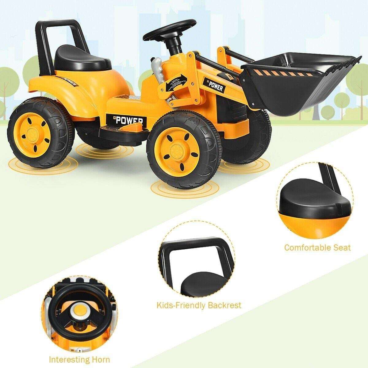 Costway Tractor 6V Battery Powered Kids Ride On Excavator