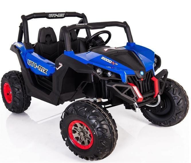 Mini Moto Toys 2 Seater Car Blue Electric Ride On Buggy-XMX603-24V-MP4 TV Touch Screen 2 Seats Rubber Wheels 200 Watts 2 Motors