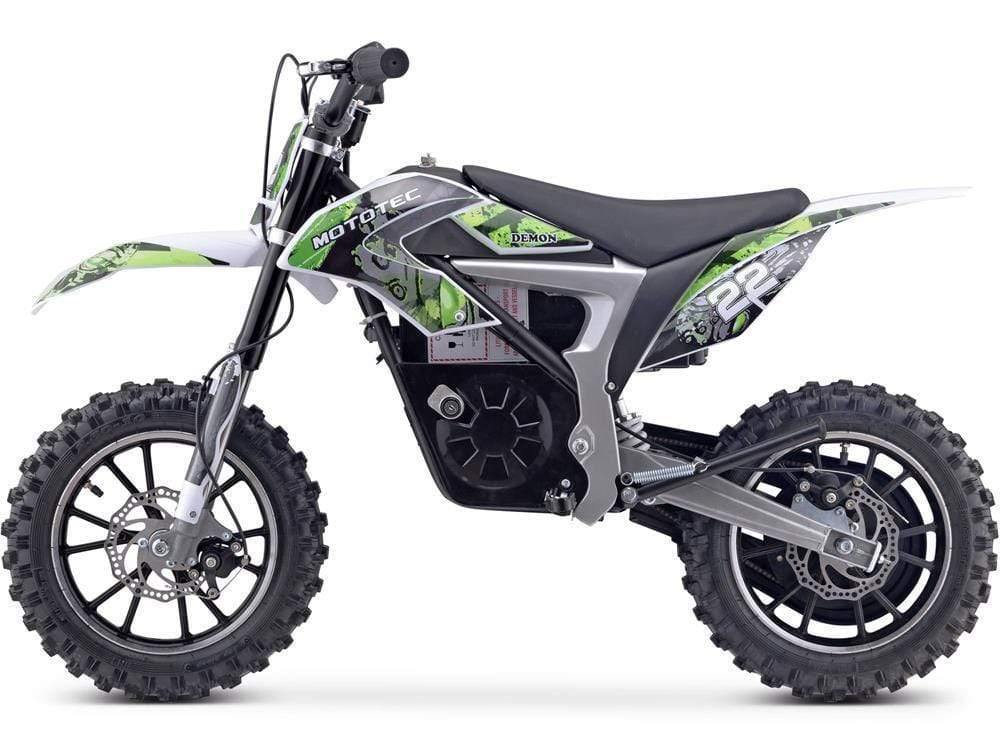 MotoTec Dirt Bike MotoTec 36v Electric Dirt Bike 500w Demon Lithium Green