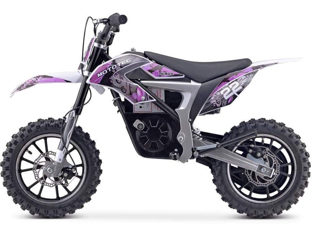 MotoTec 36v Electric Dirt Bike 500w Demon Purple Little Riderz