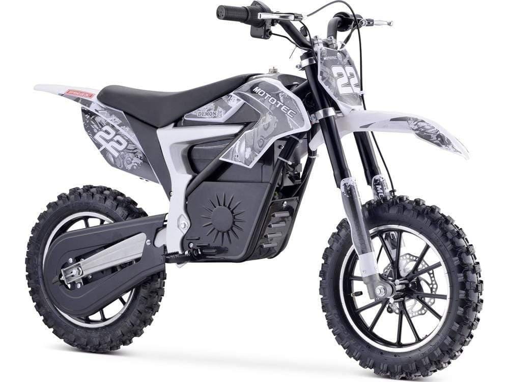 MotoTec Dirt Bike MotoTec 36v Electric Dirt Bike 500w Demon Lithium White