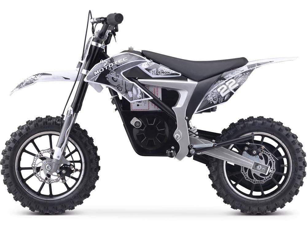 MotoTec Dirt Bike MotoTec 36v Electric Dirt Bike 500w Demon Lithium White