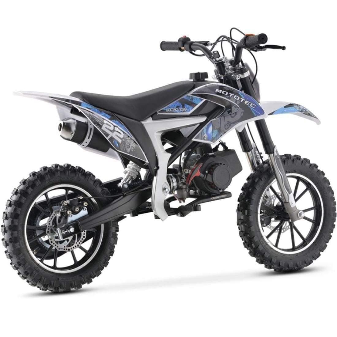 MotoTec Dirt Bike MotoTec 50cc Demon Kids Gas Dirt Bike Blue