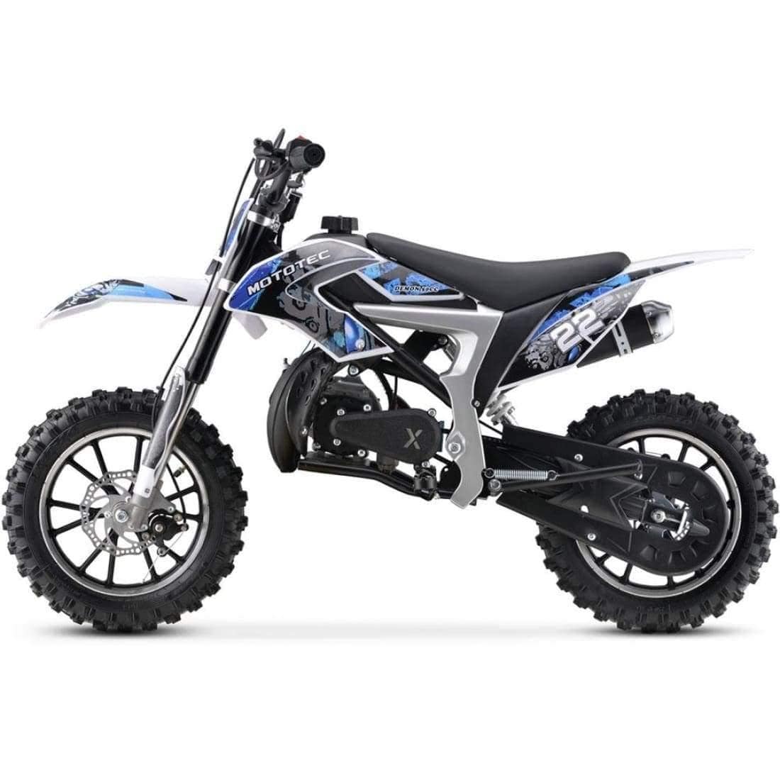 MotoTec Dirt Bike MotoTec 50cc Demon Kids Gas Dirt Bike Blue
