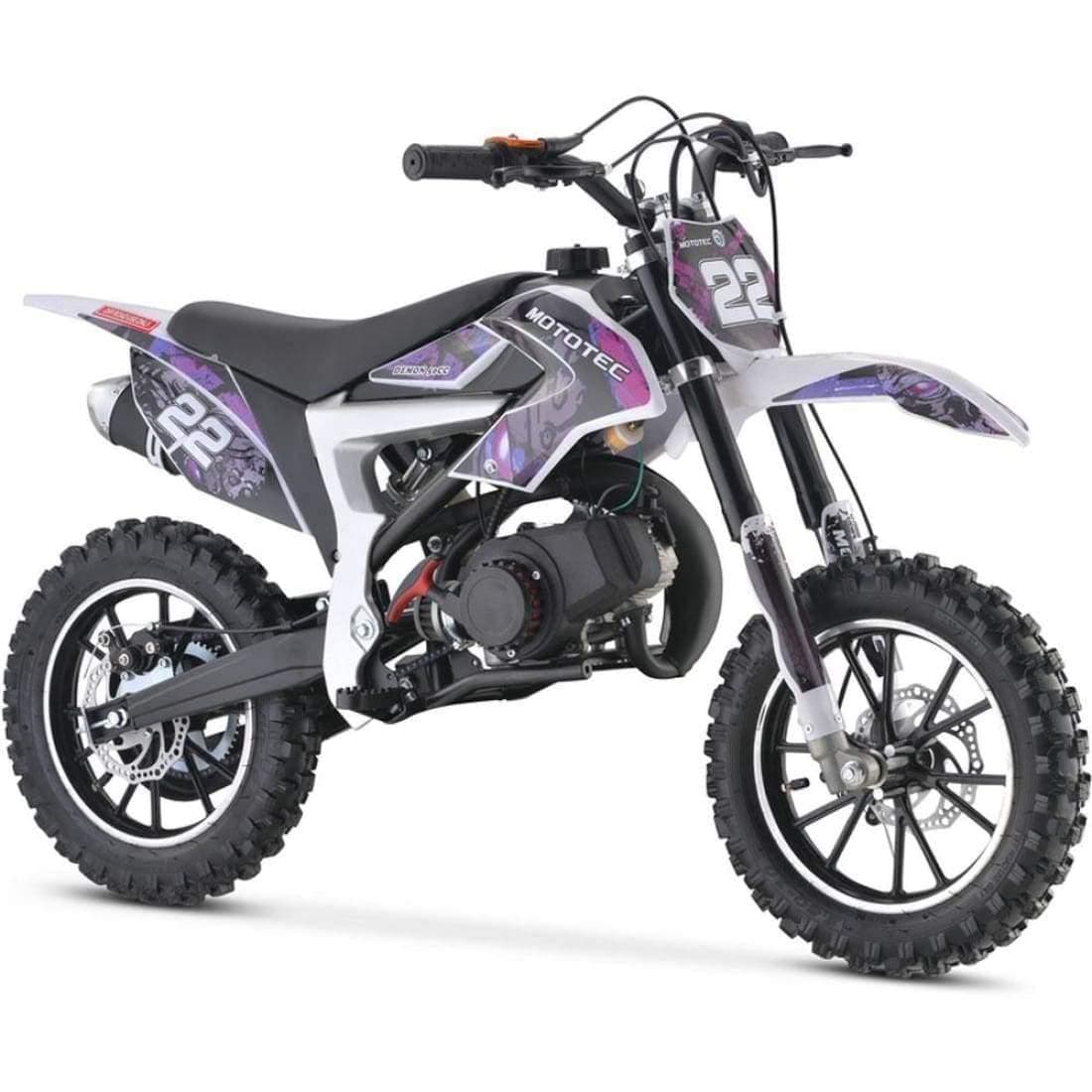 MotoTec Dirt Bike MotoTec 50cc Demon Kids Gas Dirt Bike Purple