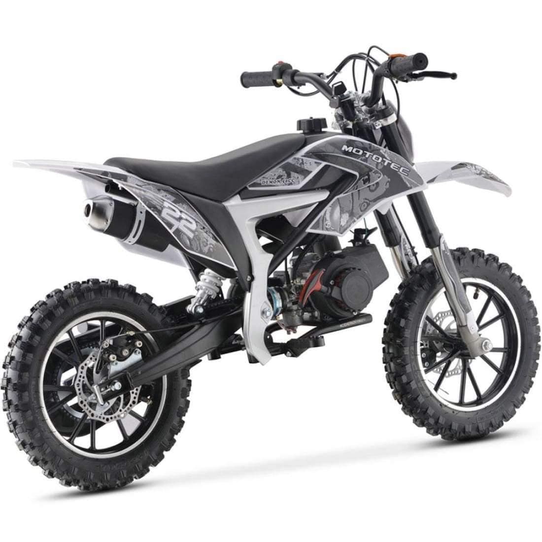 MotoTec Dirt Bike MotoTec 50cc Demon Kids Gas Dirt Bike White