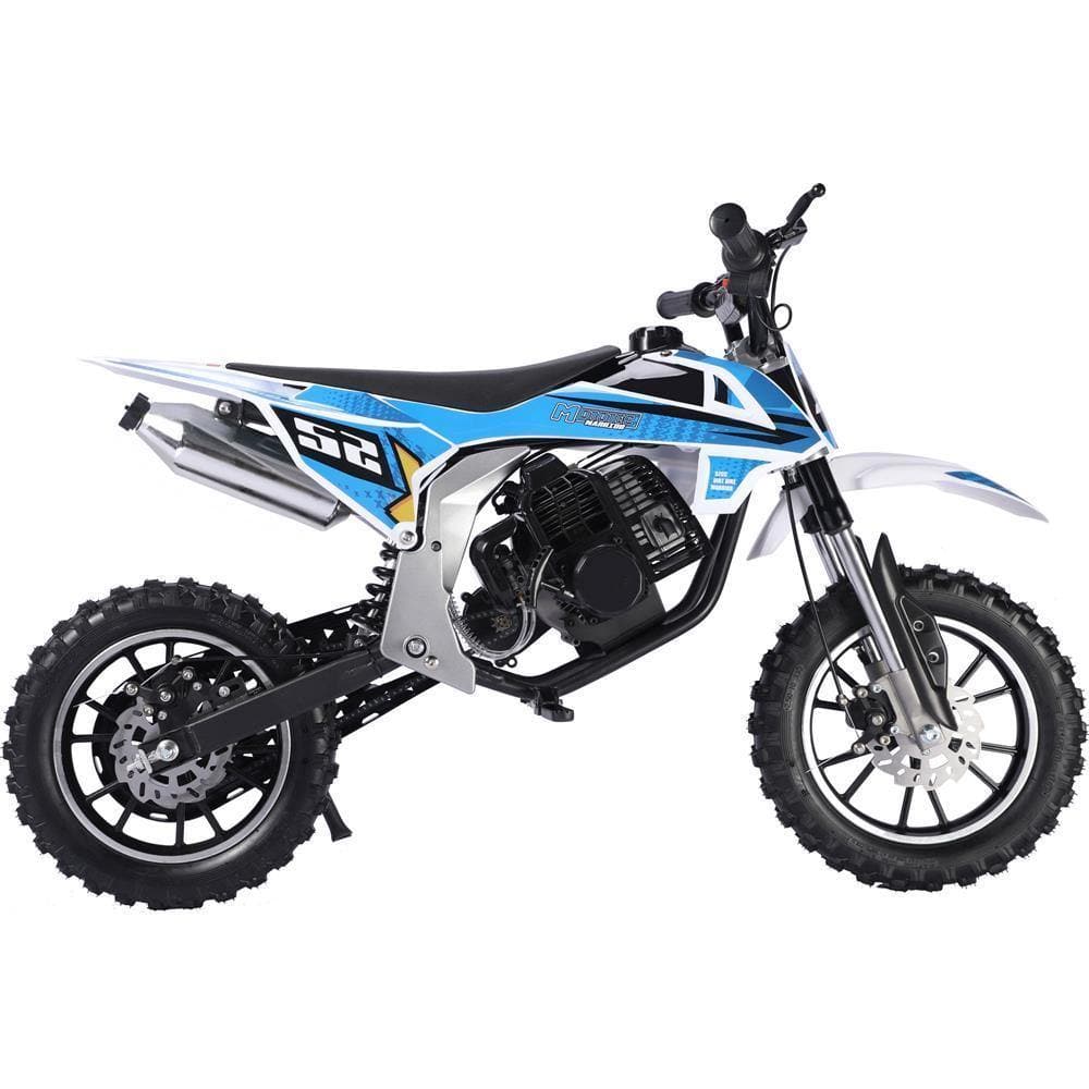 MotoTec Dirt Bike MotoTec Warrior 52cc 2-Stroke Kids Gas Dirt Bike Blue