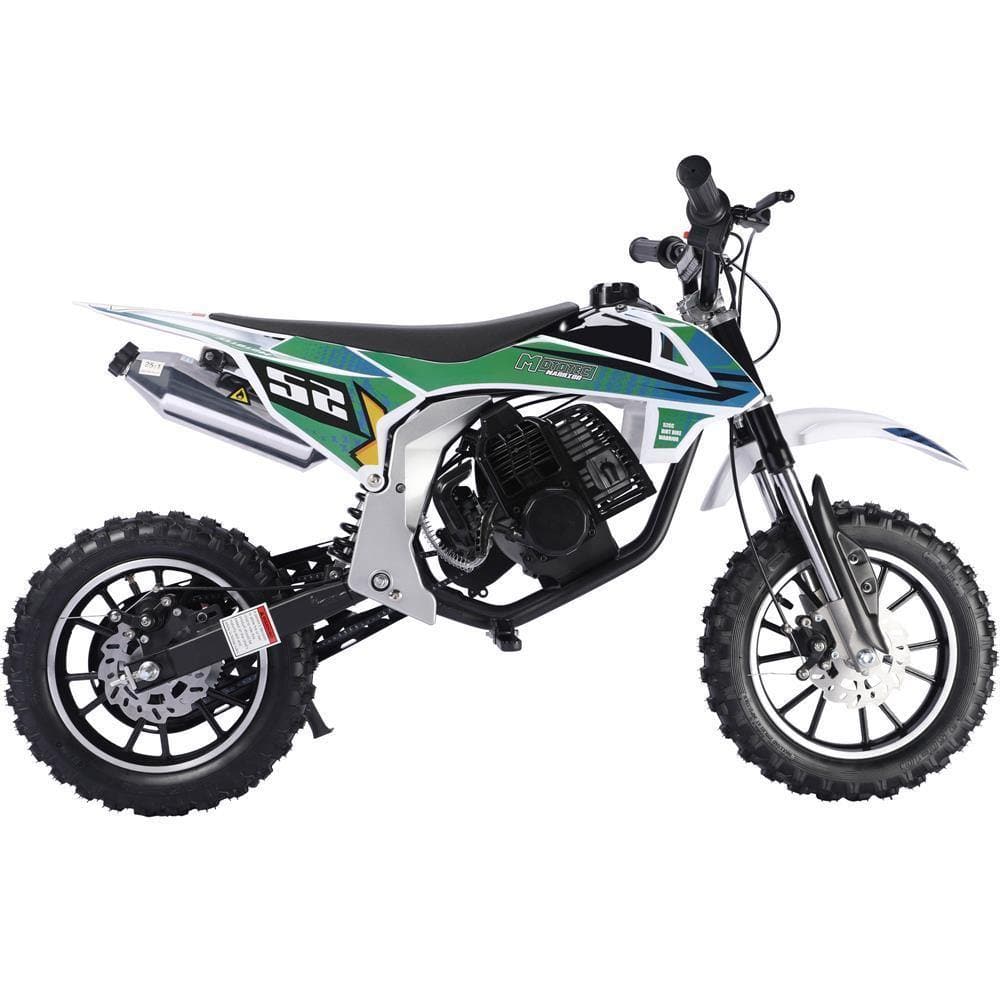 MotoTec Dirt Bike MotoTec Warrior 52cc 2-Stroke Kids Gas Dirt Bike Green