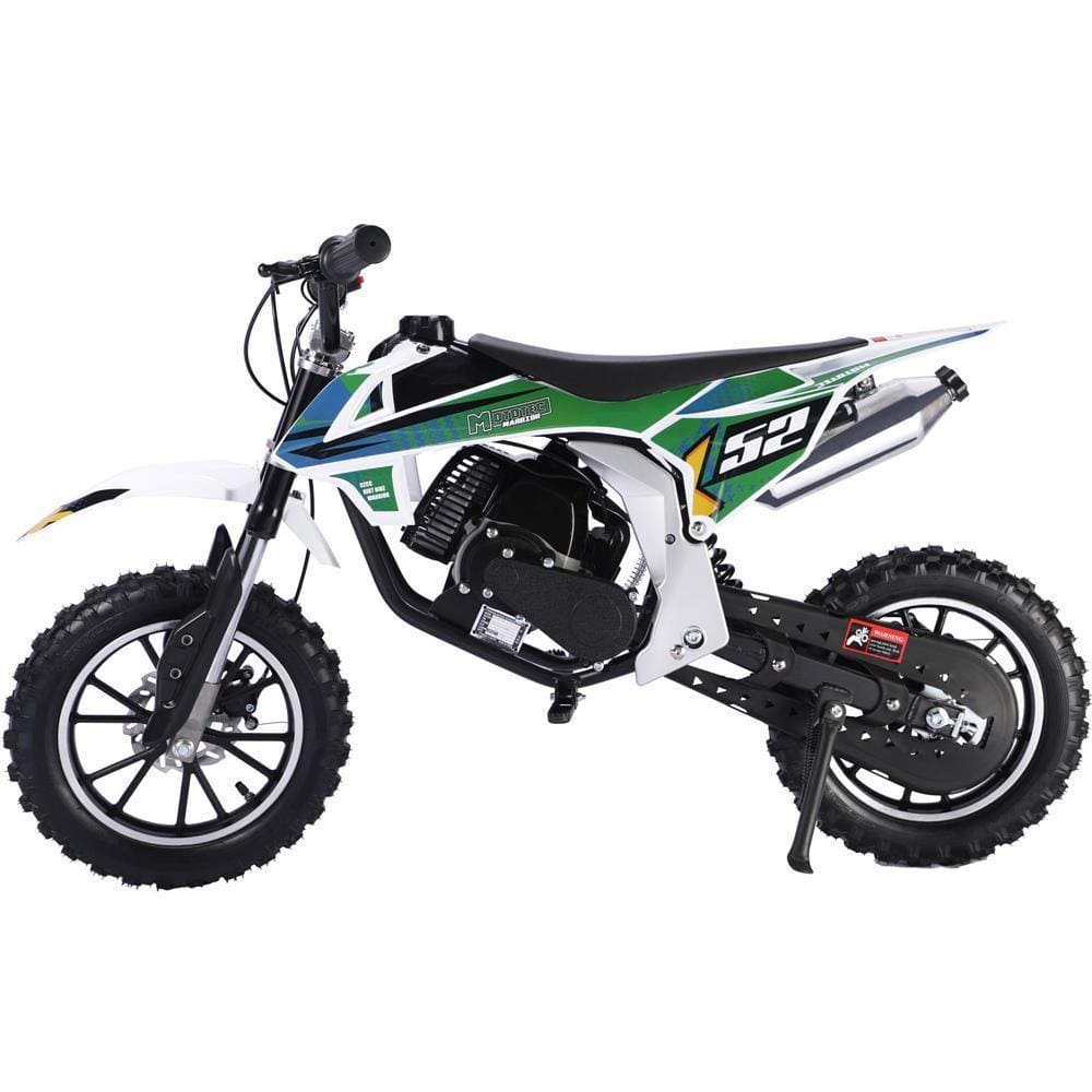 MotoTec Dirt Bike MotoTec Warrior 52cc 2-Stroke Kids Gas Dirt Bike Green