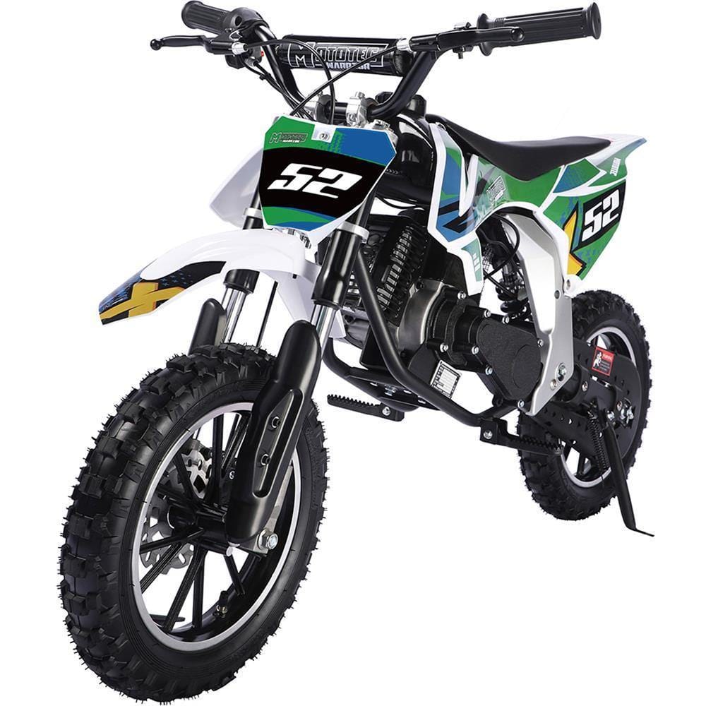 MotoTec Dirt Bike MotoTec Warrior 52cc 2-Stroke Kids Gas Dirt Bike Green
