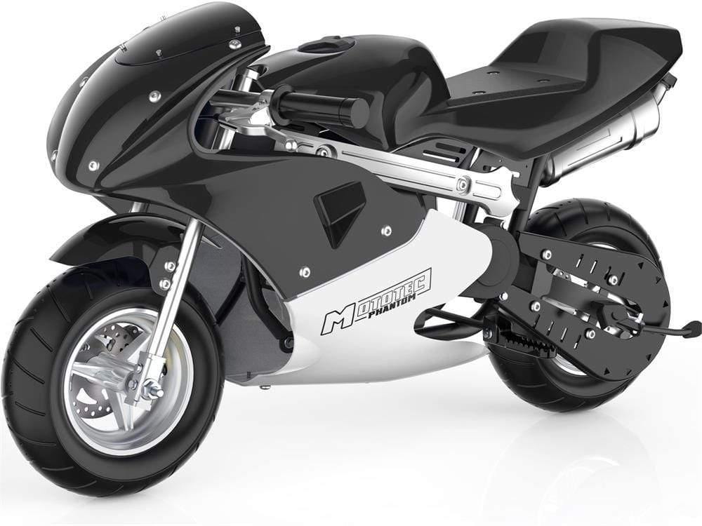 MotoTec Gas Pocket Bike MotoTec Phantom Gas Pocket Bike 49cc 2-Stroke Black
