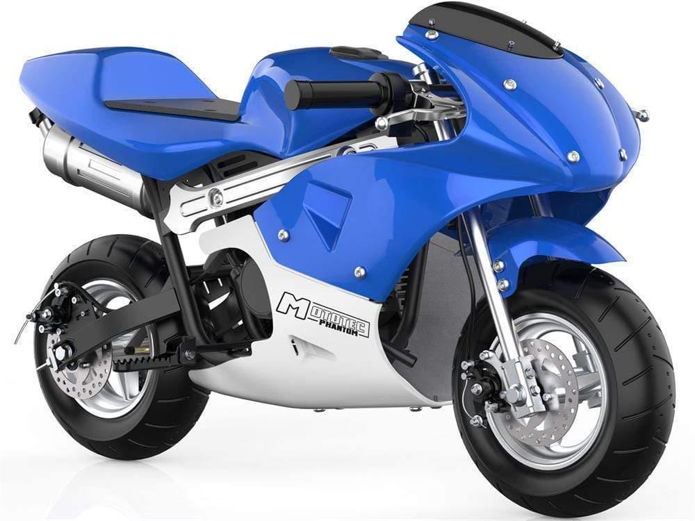 MotoTec Gas Pocket Bike MotoTec Phantom Gas Pocket Bike 49cc 2-Stroke Blue