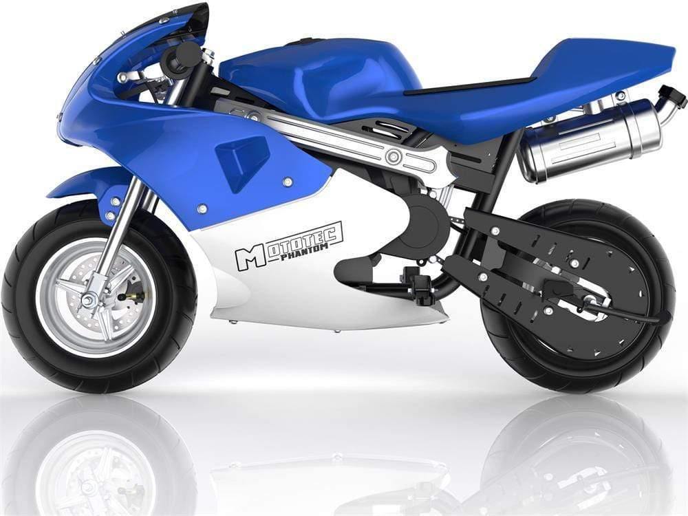 MotoTec Gas Pocket Bike MotoTec Phantom Gas Pocket Bike 49cc 2-Stroke Blue
