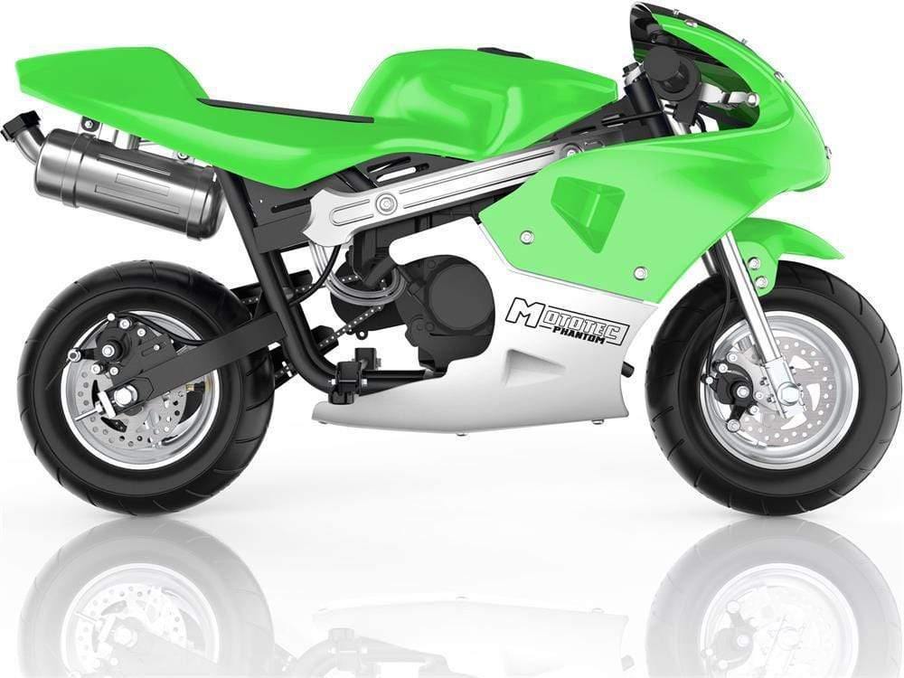 MotoTec Gas Pocket Bike MotoTec Phantom Gas Pocket Bike 49cc 2-Stroke Green