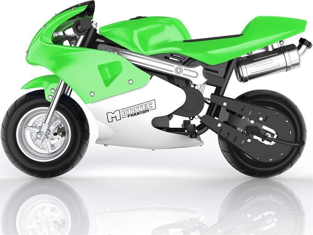 MotoTec Gas Pocket Bike MotoTec Phantom Gas Pocket Bike 49cc 2-Stroke Green