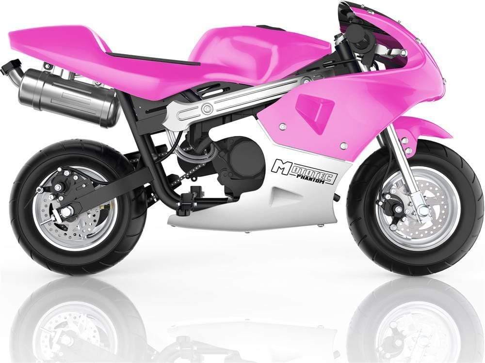 MotoTec Gas Pocket Bike MotoTec Phantom Gas Pocket Bike 49cc 2-Stroke Pink